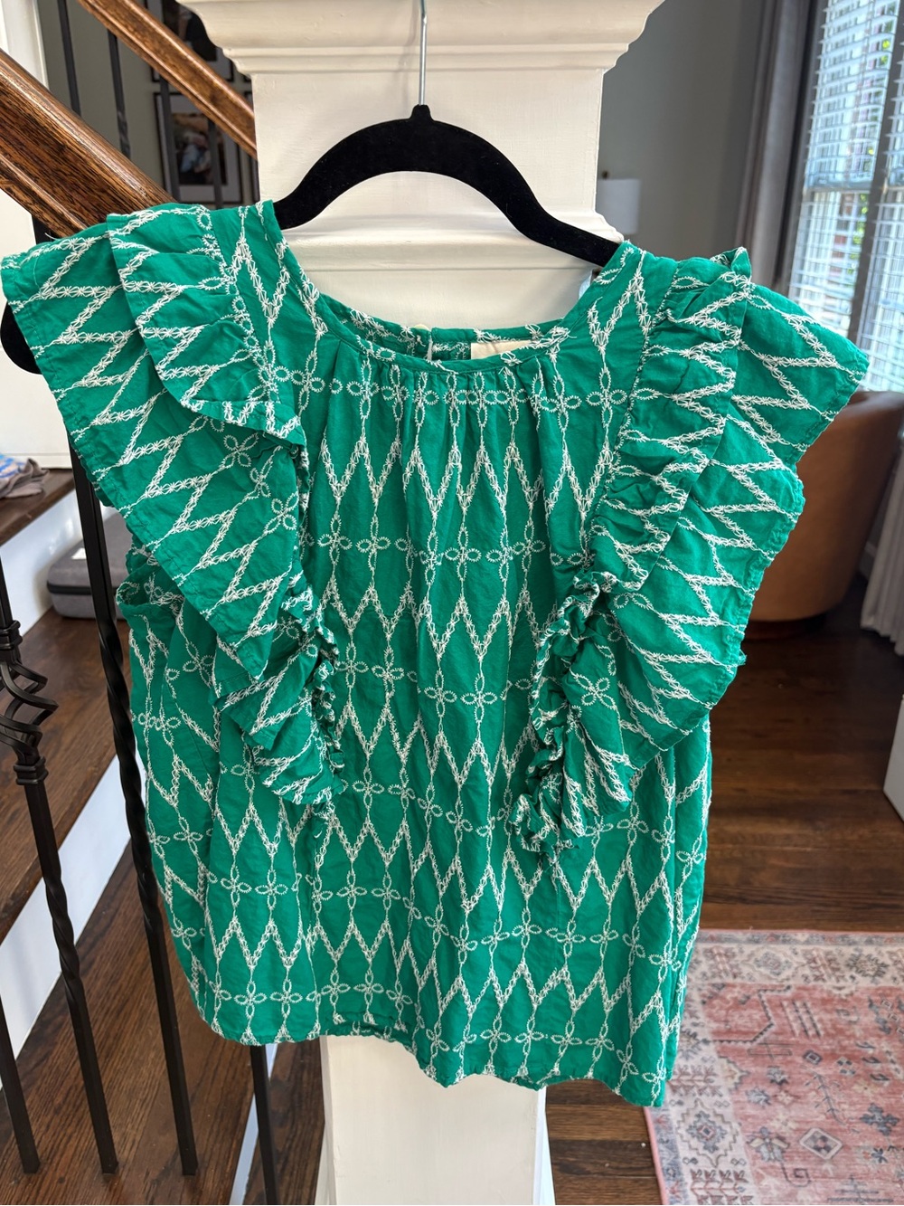 Universal Thread Green Ruffle Sleeve Printed Blouse - Picture 3 of 6
